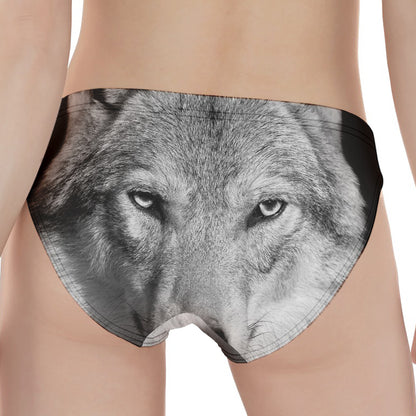 Monochrome Wolf Print Women's Panties