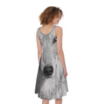 Monochrome Wolf Print Women's Sleeveless Dress