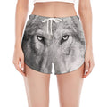 Monochrome Wolf Print Women's Split Running Shorts