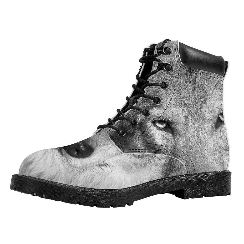 Monochrome Wolf Print Work Boots