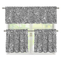 Monochrome Zentangle Pattern Print 3 Piece Kitchen Curtains