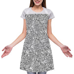 Monochrome Zentangle Pattern Print Adjustable Apron