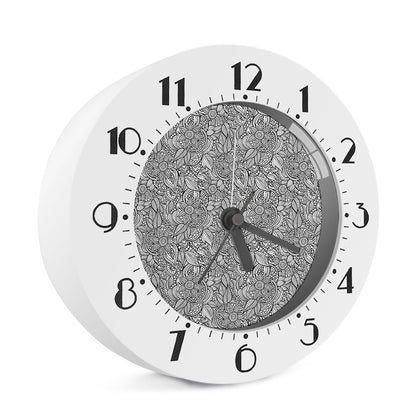 Monochrome Zentangle Pattern Print Alarm Clock