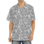Monochrome Zentangle Pattern Print Aloha Shirt