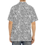Monochrome Zentangle Pattern Print Aloha Shirt