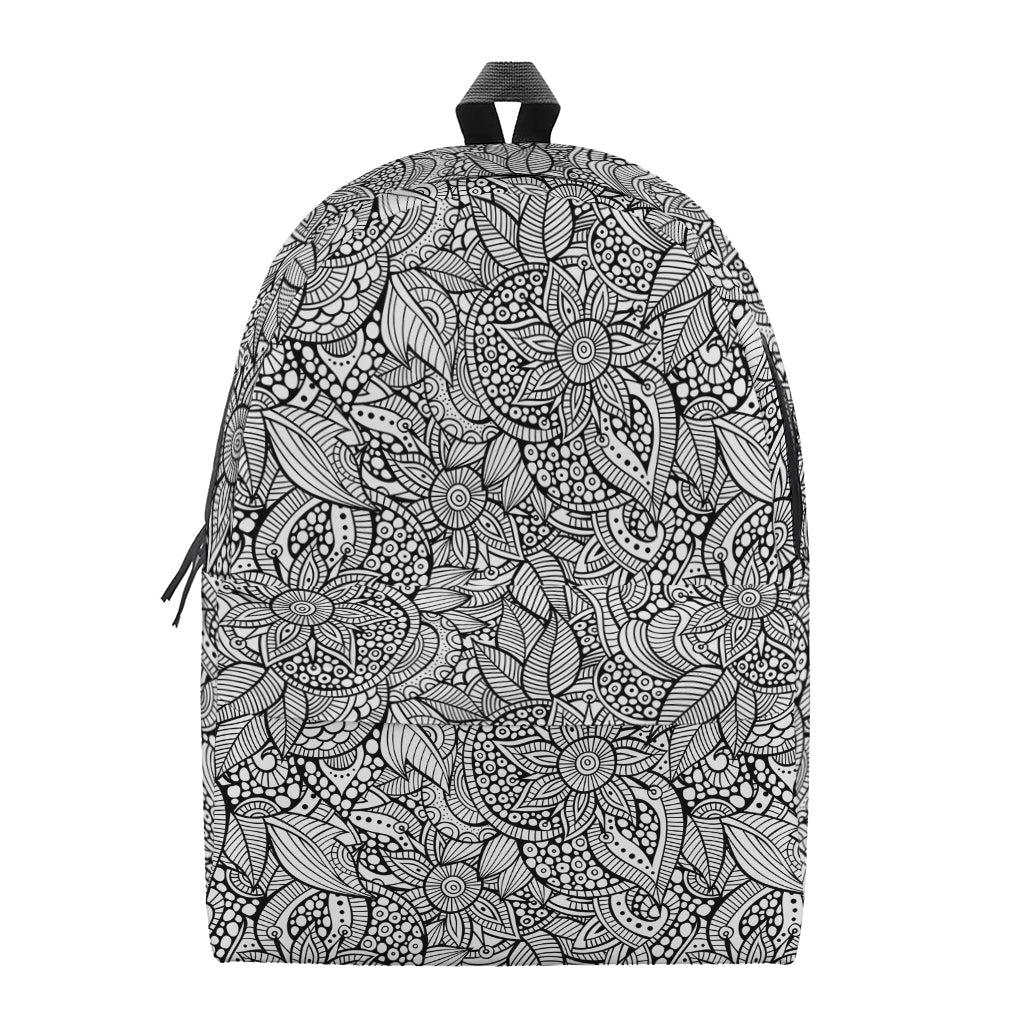 Monochrome Zentangle Pattern Print Backpack