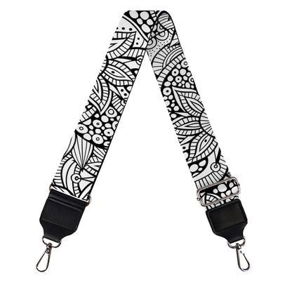 Monochrome Zentangle Pattern Print Bag Strap