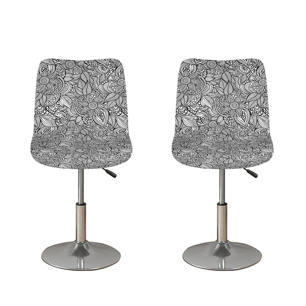 Monochrome Zentangle Pattern Print Bar Stool Covers