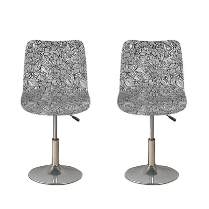 Monochrome Zentangle Pattern Print Bar Stool Covers