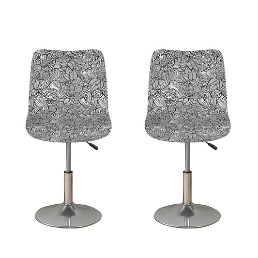 Monochrome Zentangle Pattern Print Bar Stool Covers
