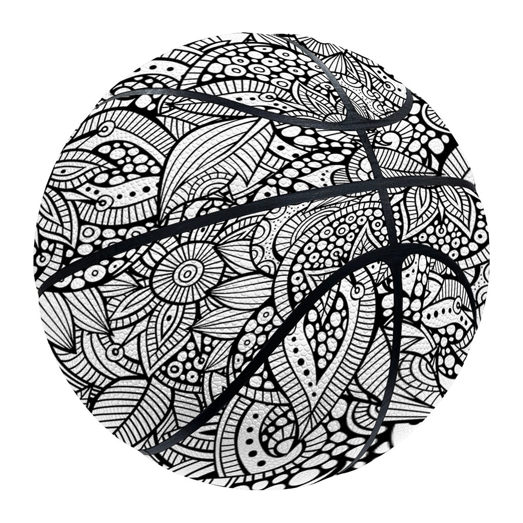 Monochrome Zentangle Pattern Print Basketball