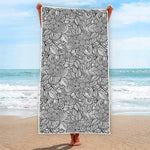 Monochrome Zentangle Pattern Print Beach Towel