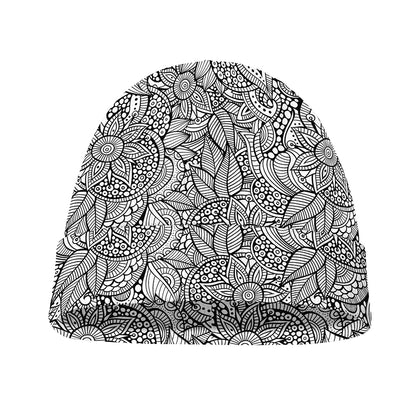 Monochrome Zentangle Pattern Print Beanie