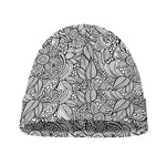 Monochrome Zentangle Pattern Print Beanie