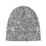 Monochrome Zentangle Pattern Print Beanie