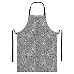 Monochrome Zentangle Pattern Print Bib Apron With Pocket