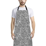 Monochrome Zentangle Pattern Print Bib Apron With Pocket