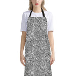 Monochrome Zentangle Pattern Print Bib Apron With Pocket
