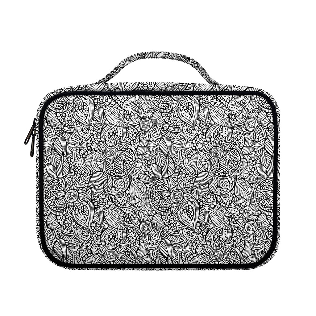 Monochrome Zentangle Pattern Print Briefcase Bible Bag
