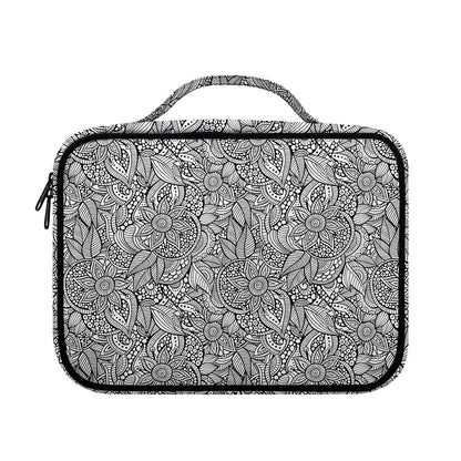 Monochrome Zentangle Pattern Print Briefcase Bible Bag
