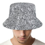 Monochrome Zentangle Pattern Print Bucket Hat