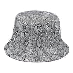 Monochrome Zentangle Pattern Print Bucket Hat