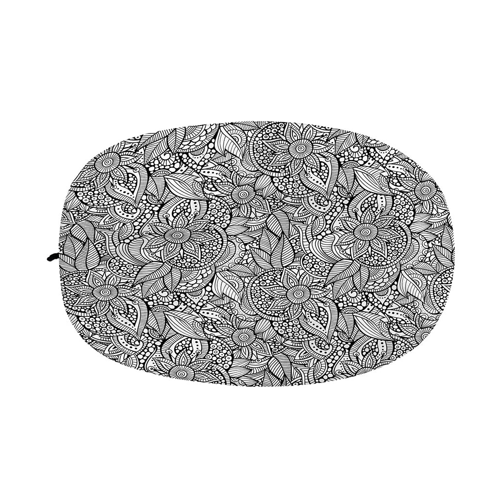 Monochrome Zentangle Pattern Print Car Side Mirror Covers