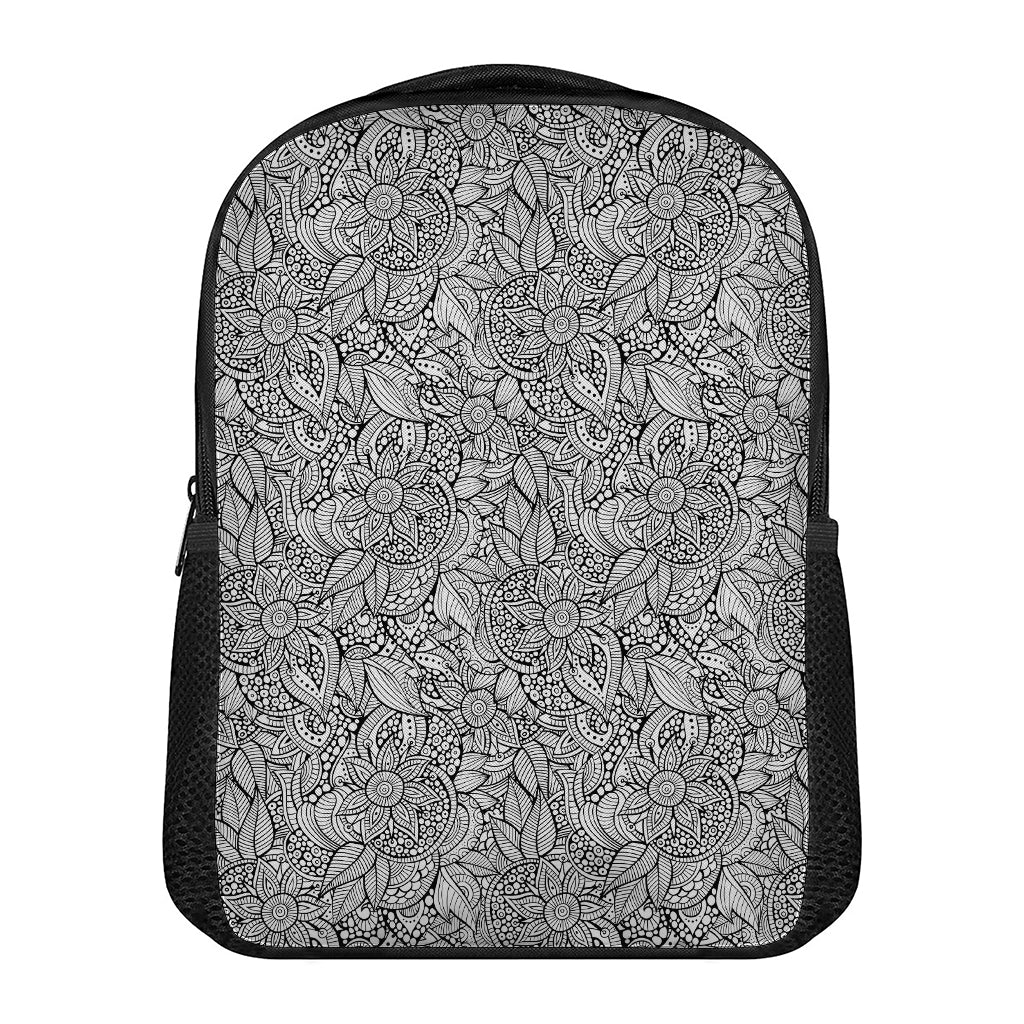 Monochrome Zentangle Pattern Print Casual Backpack