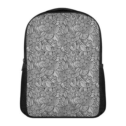 Monochrome Zentangle Pattern Print Casual Backpack