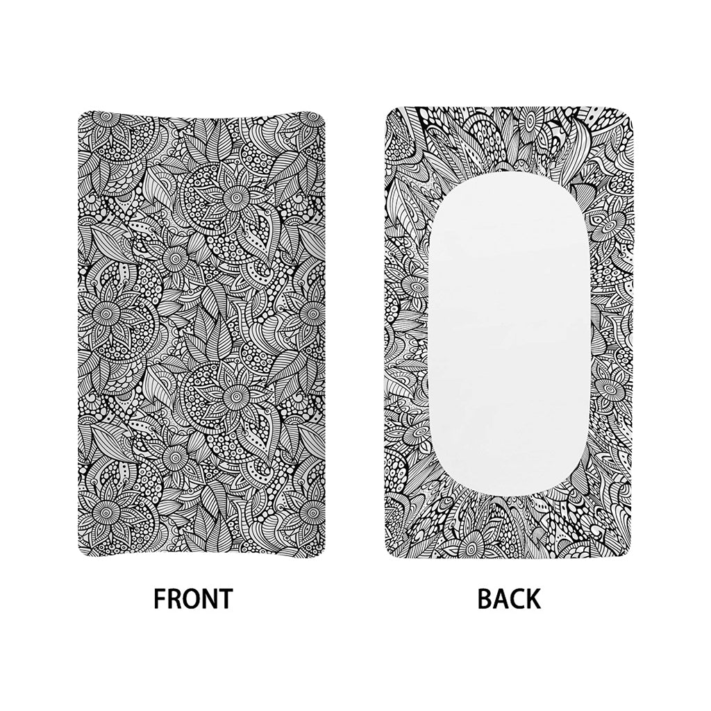 Monochrome Zentangle Pattern Print Changing Pad Cover