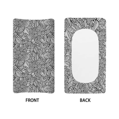 Monochrome Zentangle Pattern Print Changing Pad Cover