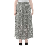 Monochrome Zentangle Pattern Print Chiffon Maxi Skirt