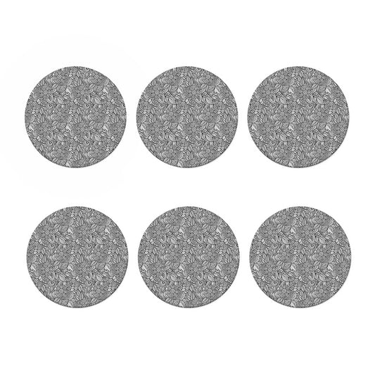 Monochrome Zentangle Pattern Print Coaster Set