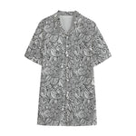 Monochrome Zentangle Pattern Print Cotton Hawaiian Shirt