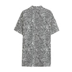 Monochrome Zentangle Pattern Print Cotton Hawaiian Shirt