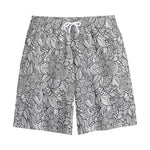 Monochrome Zentangle Pattern Print Cotton Shorts