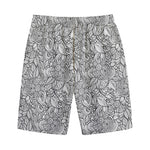 Monochrome Zentangle Pattern Print Cotton Shorts