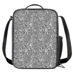 Monochrome Zentangle Pattern Print Crossbody Lunch Bag