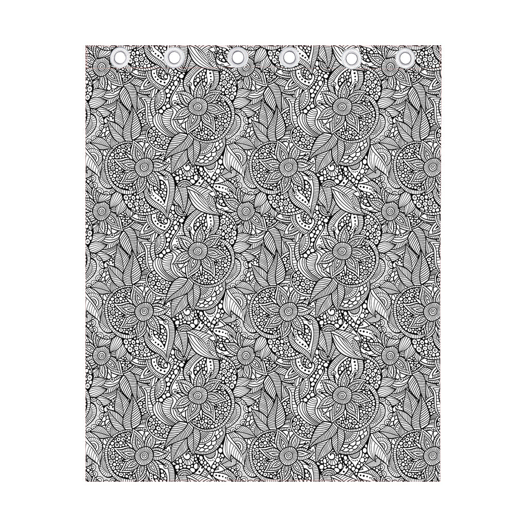 Monochrome Zentangle Pattern Print Curtain
