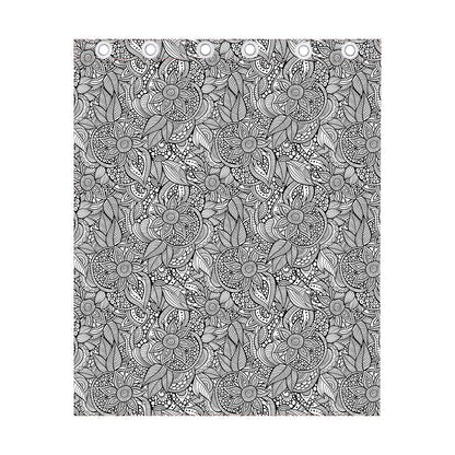 Monochrome Zentangle Pattern Print Curtain