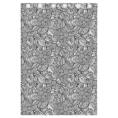 Monochrome Zentangle Pattern Print Curtain
