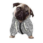 Monochrome Zentangle Pattern Print Dog Zip Up Hoodie