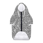 Monochrome Zentangle Pattern Print Dog Zip Up Hoodie