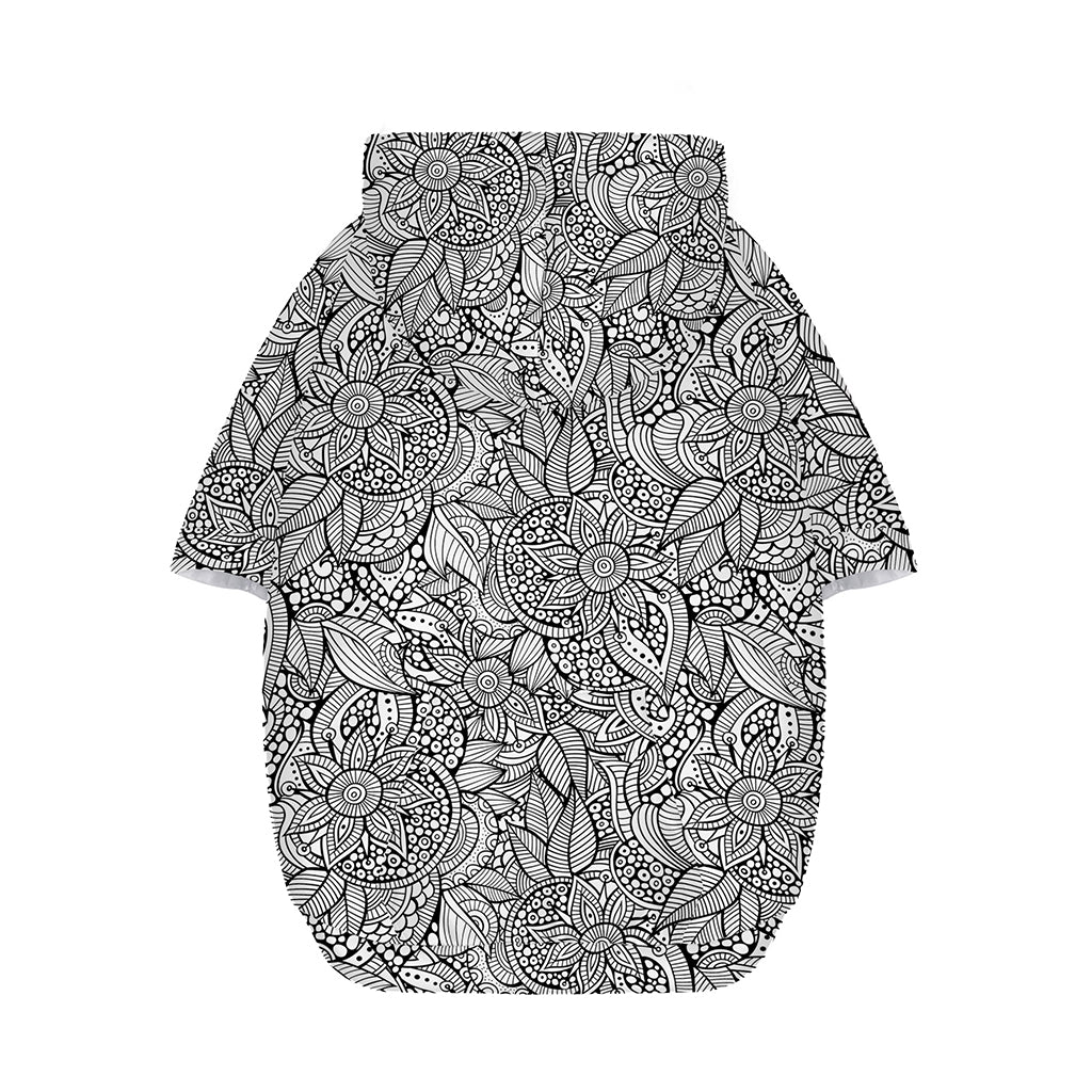 Monochrome Zentangle Pattern Print Dog Zip Up Hoodie
