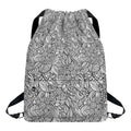 Monochrome Zentangle Pattern Print Drawstring Backpack