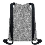 Monochrome Zentangle Pattern Print Drawstring Backpack