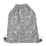 Monochrome Zentangle Pattern Print Drawstring Bag