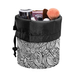 Monochrome Zentangle Pattern Print Drawstring Makeup Bag