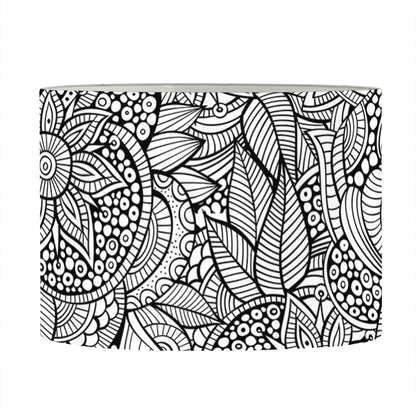 Monochrome Zentangle Pattern Print Drum Lamp Shade
