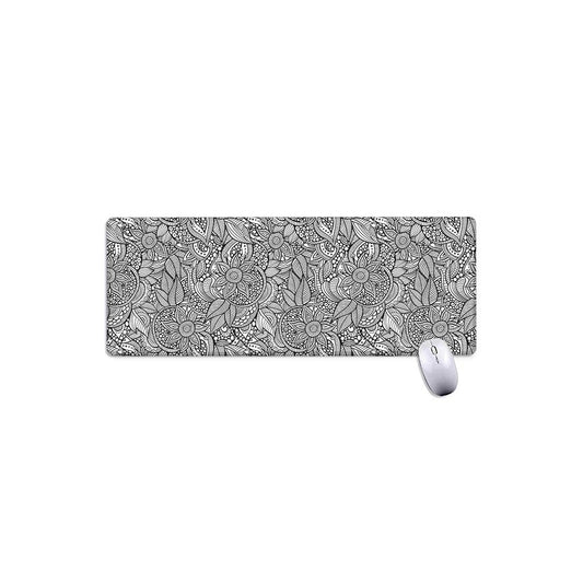 Monochrome Zentangle Pattern Print Extended Mouse Pad